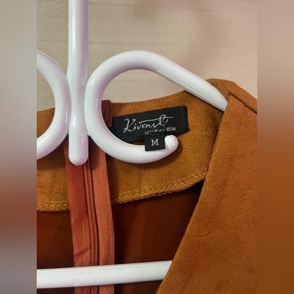 🔴 Kivenst Brown Faux Suede Lace-Up Front Dress Size Medium Bohemian Style - Picture 5 of 7